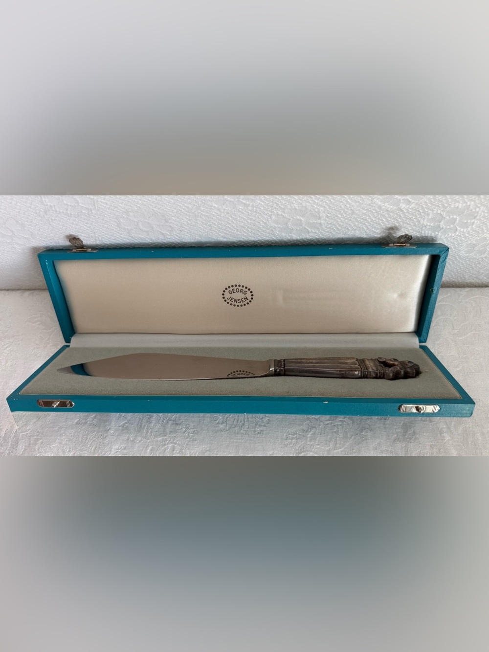 NIB Georg Jensen Sterling Silver ACORN Cake Knife Pristine Unused